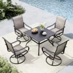 Patio Table Chairs Set Outdoor Dining 5 Piece Umbrella Hole Deck Backyard Poolside Garden, Customized