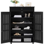 Wooden Storage Cabinet with Drawer & 2 Doors Entryway Living Room Furniture Black, Customized