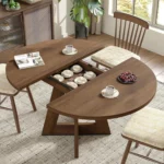 Extendable Round Dining Table for 4-8,Modern Kitchen Oval Dining Table with Removable Leaves Space Saving,Wood Base, Customized