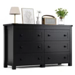 Black Dresser for Bedroom with 6 Drawers, Modern Chest of Drawers, Wood Dressers Bedroom Furniture Wide Storage, Customized